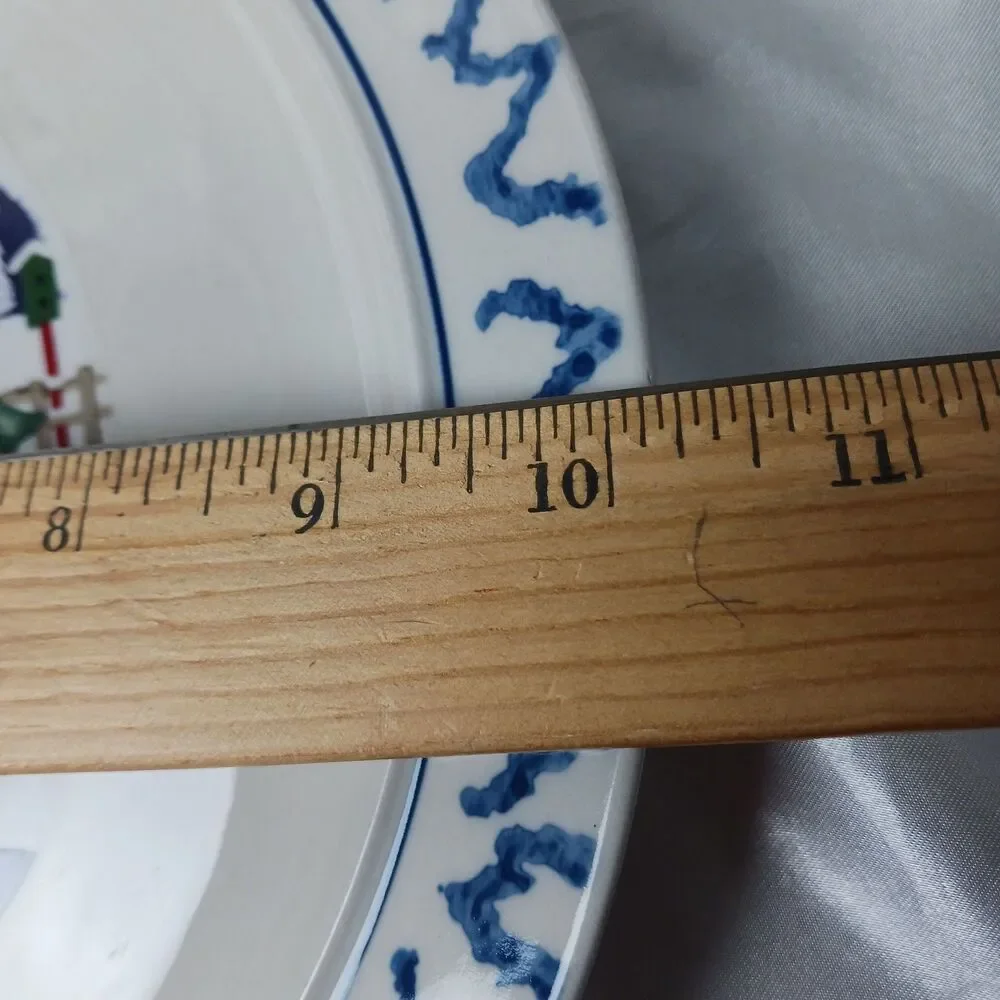 LET IT SNOW CERAMIC SNOWMAN DINNER/BREAD PLATE SET FOR 2